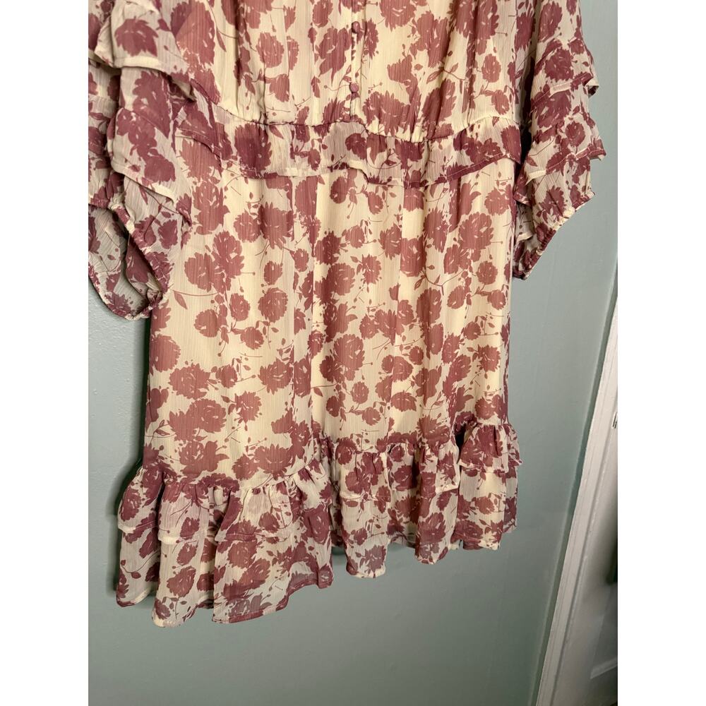 Simply Vera Vera Wang Chiffon Ruffle dress pink floral print - Picture 4 of 8